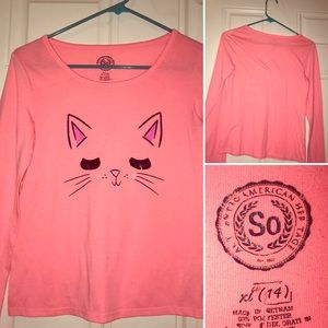 💕kids cat pajama top, very comfortable youth XL